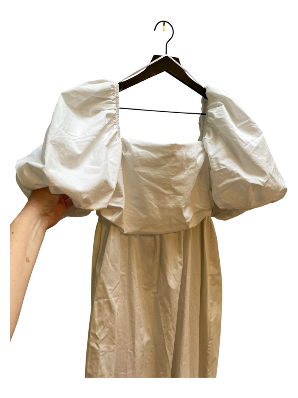 Zara White Square-Neck Puff Sleeve Maxi Dress -size large - Picture 8 of 15